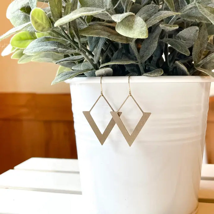 Brass V Dangle Earrings