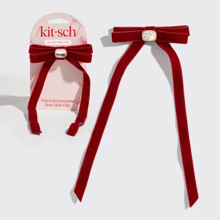 Holiday Velvet Bow Hair Clip  - Kitsch