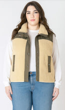 Load image into Gallery viewer, Mixed Fabric Vest - Olive/Tan
