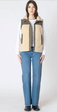 Load image into Gallery viewer, Mixed Fabric Vest - Olive/Tan