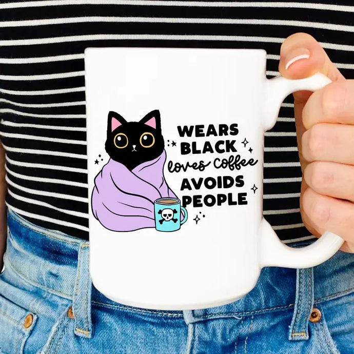 Wears Black Loves Coffee Mug