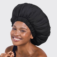 Load image into Gallery viewer, Satin Sleep Xl Adjustable Bonnet - Black - Kitsch