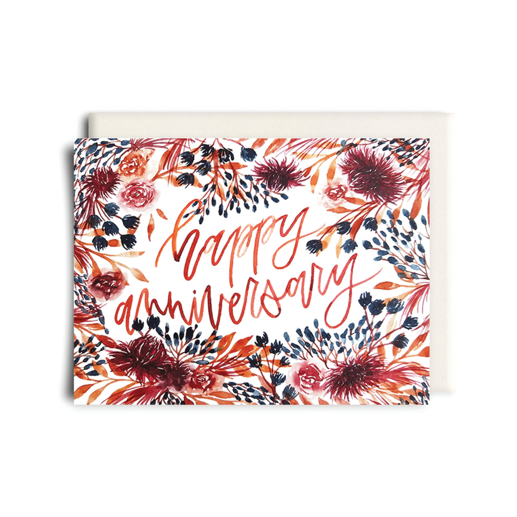 Floral Anniversary Card - Inkwell Cards