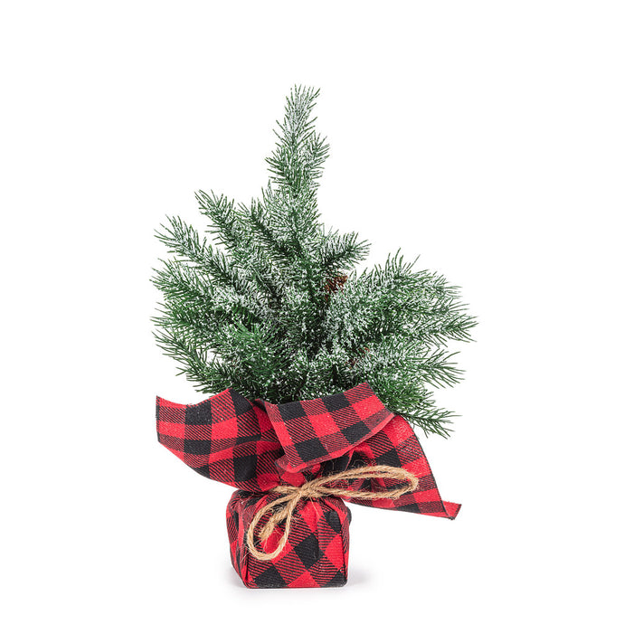Frosted Tree with Plaid Base