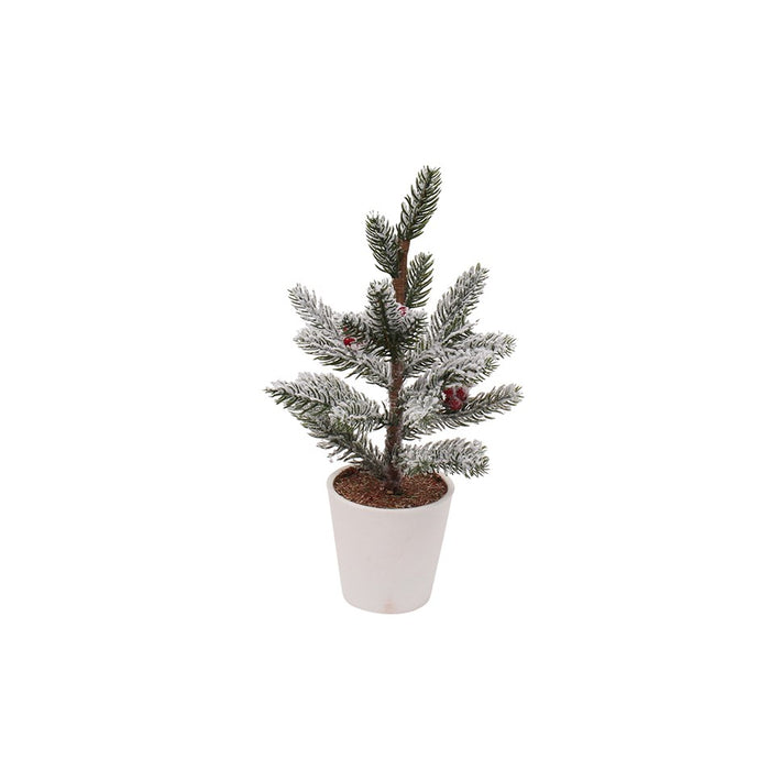 Cranberry Pine Decor Small White Potted Tree