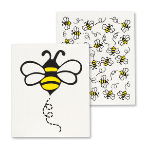 Allover Bees Set of 2 Dishcloths