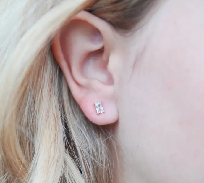 Crystal Baguette Stud Earrings - Oh So Lovely