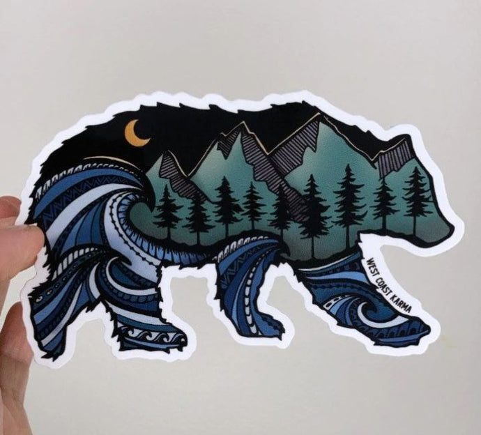 West Coast Karma - Nature Spirit Bear Vinyl Sticker Colourful