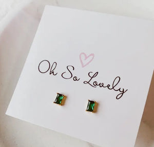Emerald Baguette Earrings - Oh So Lovely