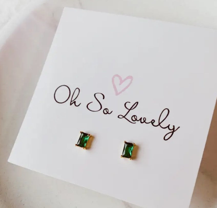 Emerald Baguette Earrings - Oh So Lovely