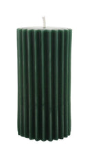 Load image into Gallery viewer, Forest Green Beeswax Fluted Pillar Candle