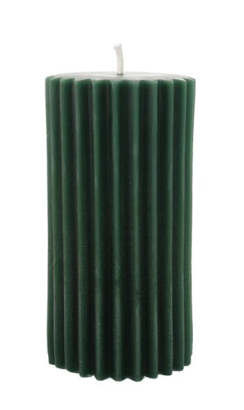 Forest Green Beeswax Fluted Pillar Candle