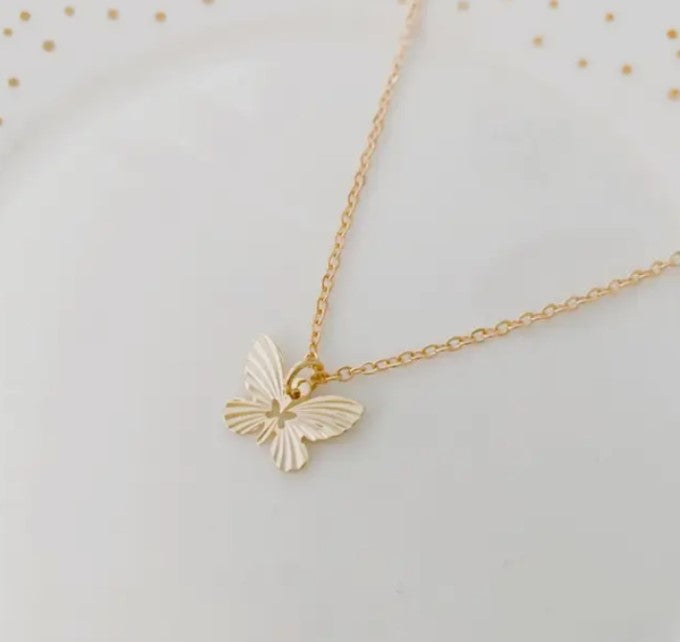 Gold Butterfly Necklace - Oh So Lovely