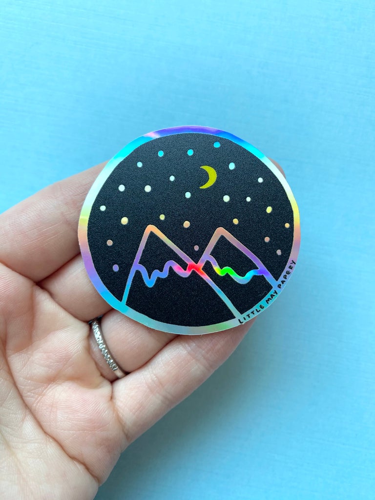 Holographic Mountains Vinyl Sticker - Little May Papery Cards