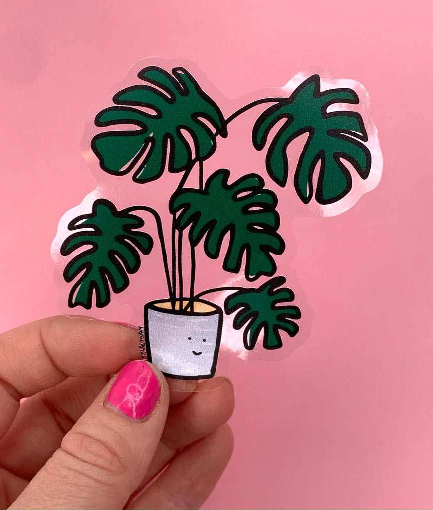 Clear Monstera Vinyl Sticker - Little May Papery