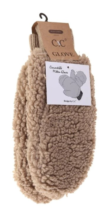 Sherpa Mitten with Convertible Flip - Camel