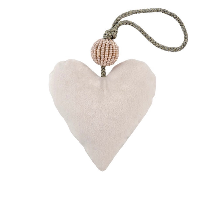 Velvet Heart Ornament - Cream