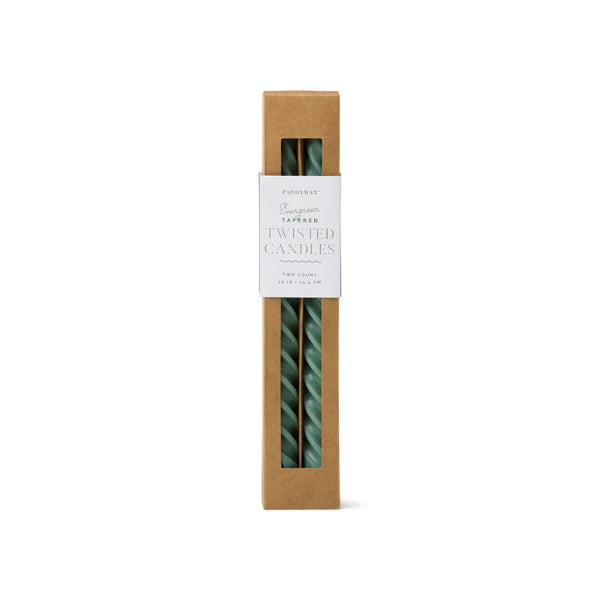 Green Twisted Tapers - Cypress & Fir