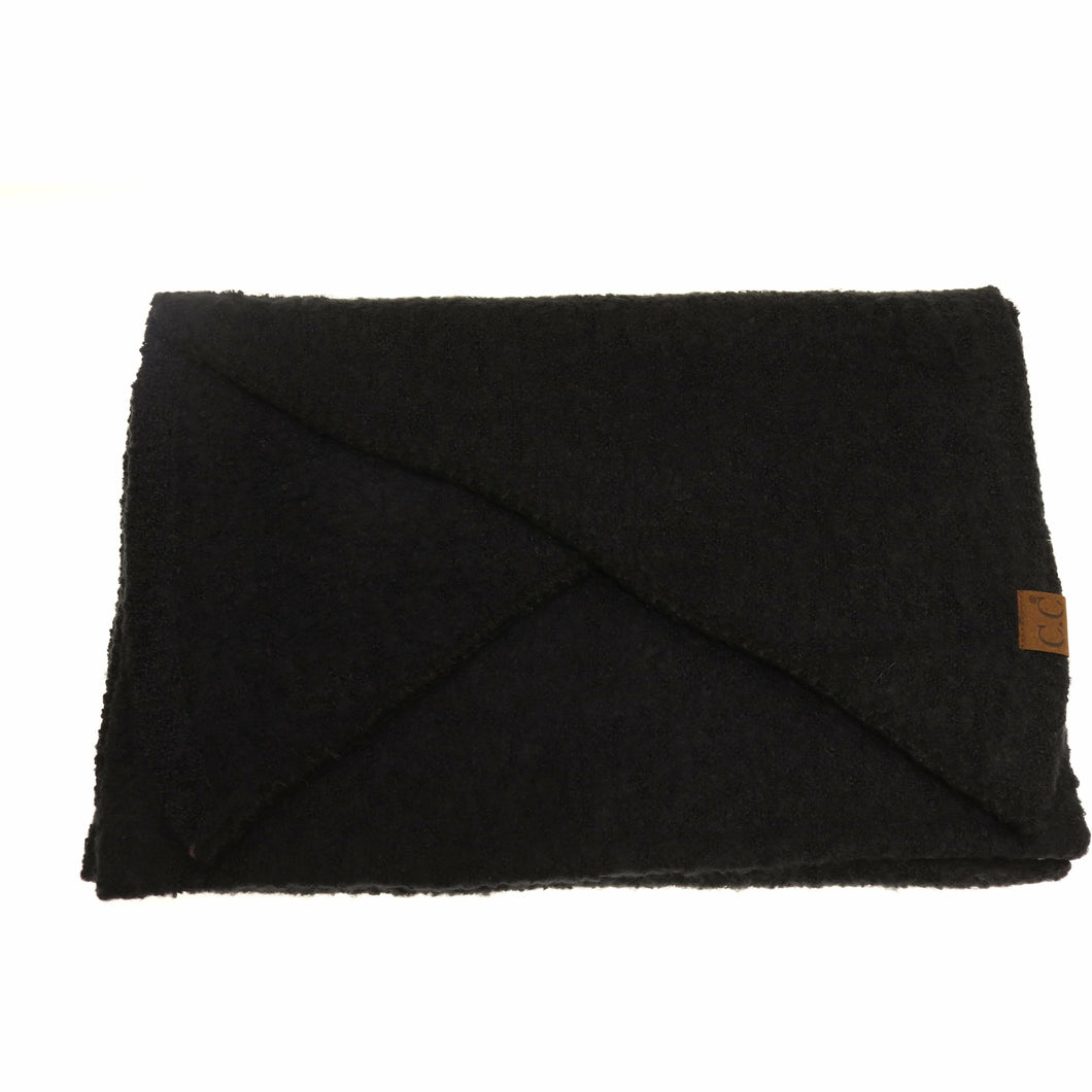 Solid Boucle Knit Scarf - Black