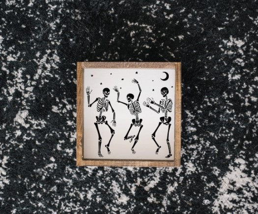 Skeleton Halloween Wood Sign