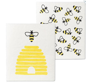 Bee and Beehive Swedish Dishcloth
