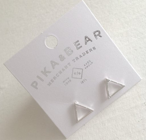 Triop Triangle Outline Stud Earrings - Silver