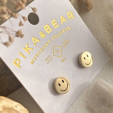 Load image into Gallery viewer, Don&#39;t Worry Be Happy Happy Face Stud Earrings - Gold