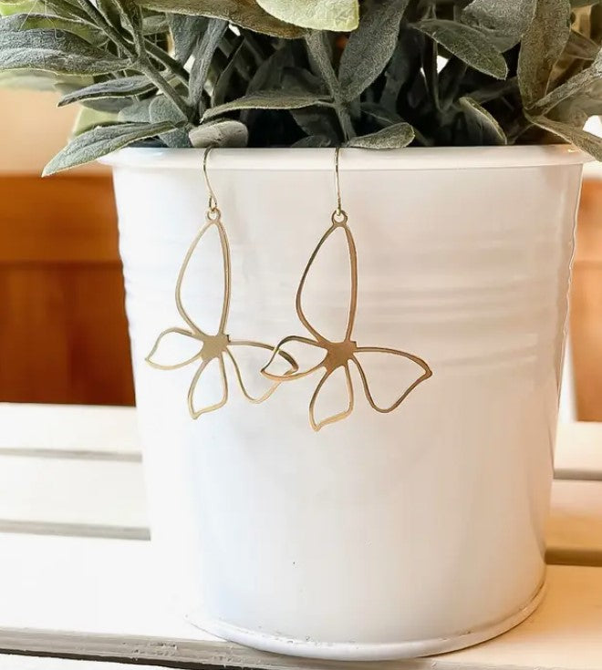 Brass Butterfly Dangle Earrings