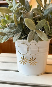 Brass Hoop with Daisy Earrings