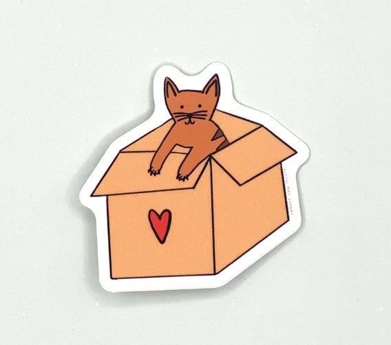 Cat In A Box Vinyl Sticker - Little May Papery Cards