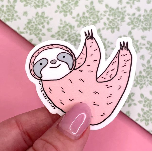 Pink Sloth Vinyl Sticker - Little May Papery Cards