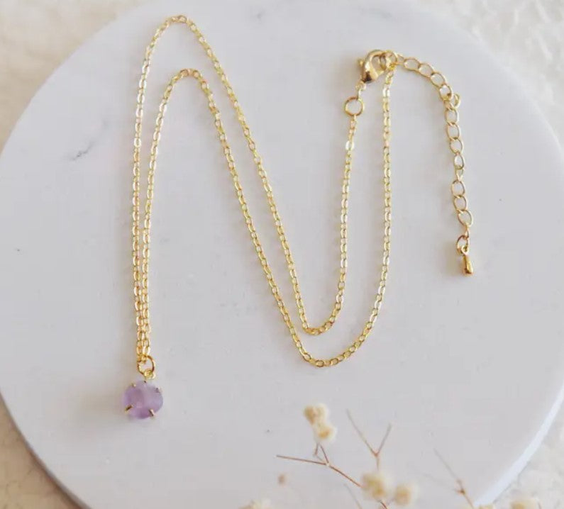 Amethyst Solitaire Necklace - Oh So Lovely