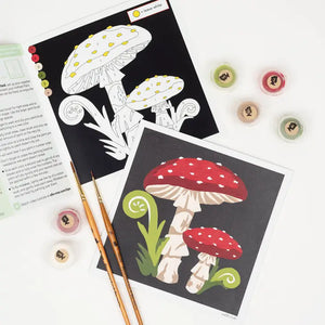 Mini Fly Agaric Mushrooms Paint-By-Numbers Kit