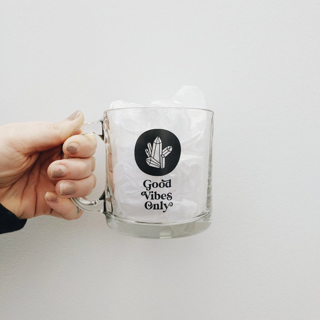 Good Vibes Only Glass Coffee Mug