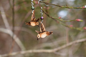 Wood Burned Hummingbird Earrings
