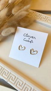 Gold Plated Hollow Heart Stud Earrings
