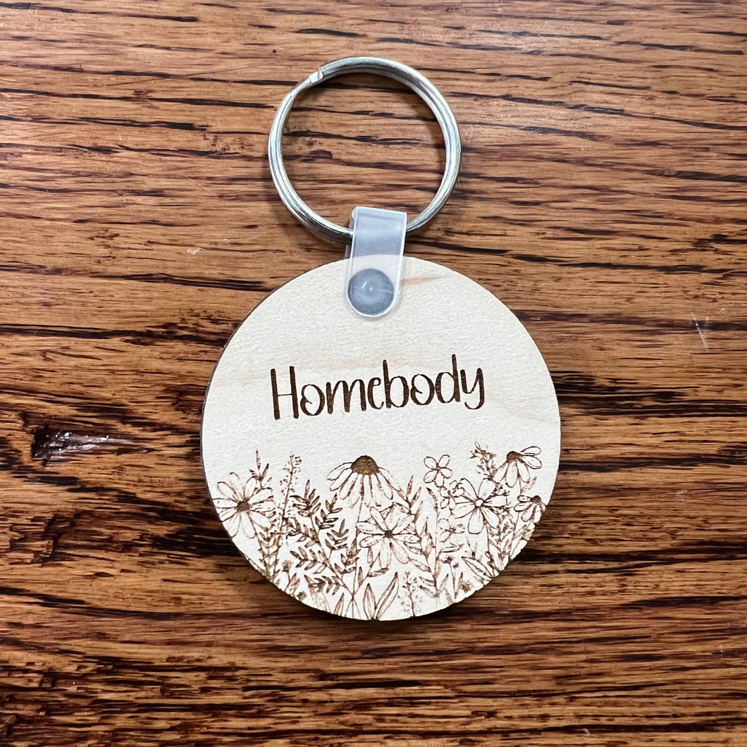 Homebody Wooden Keychain