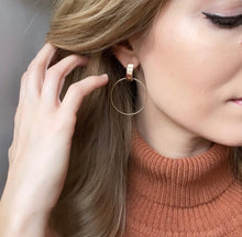 Load image into Gallery viewer, Emma Drop Square Hoop Earrings - Clover + Coast