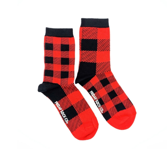 Women's Red Plaid Socks - Friday Sock Co.