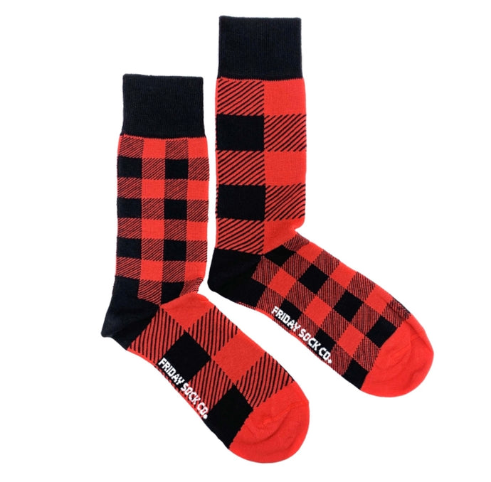 Mens Red Plaid Socks - Friday Sock Co.