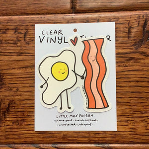 Bacon And Eggs Clear Vinyl Sticker- Little May Papery