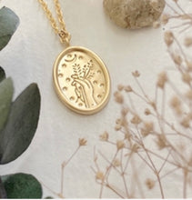 Load image into Gallery viewer, Demeter Floral Stamped Charm Necklace