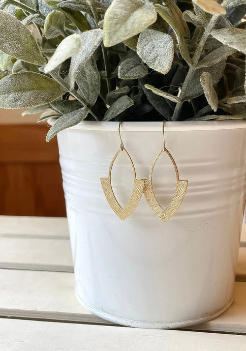 Brass Textured Marquis Earrings
