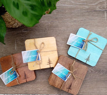 Load image into Gallery viewer, Wood Burned Tree Coaster-Coastal Roots (Set of 2)