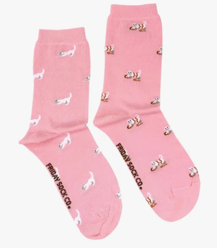 Women's Pink Tiny Cat Socks - Friday Sock Co.