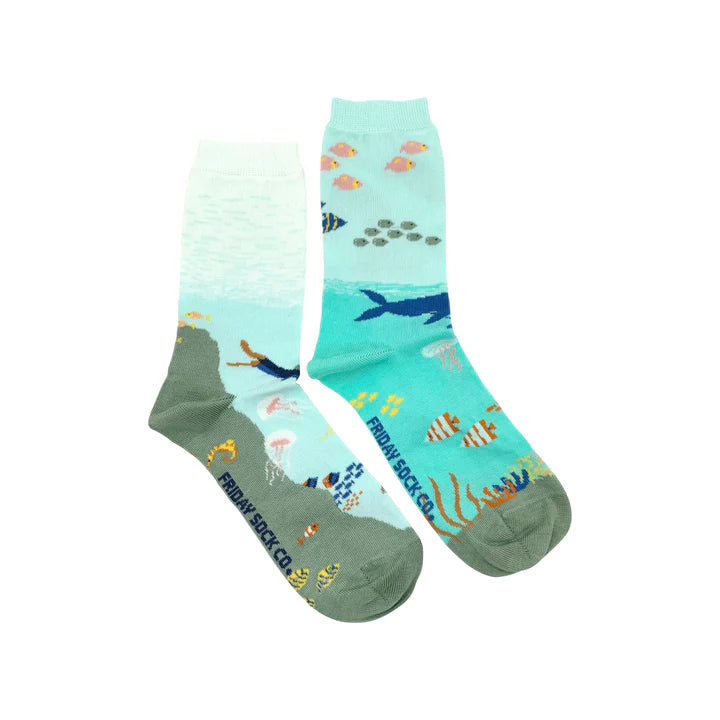 Women's Underwater Scene Socks - Friday Sock Co.